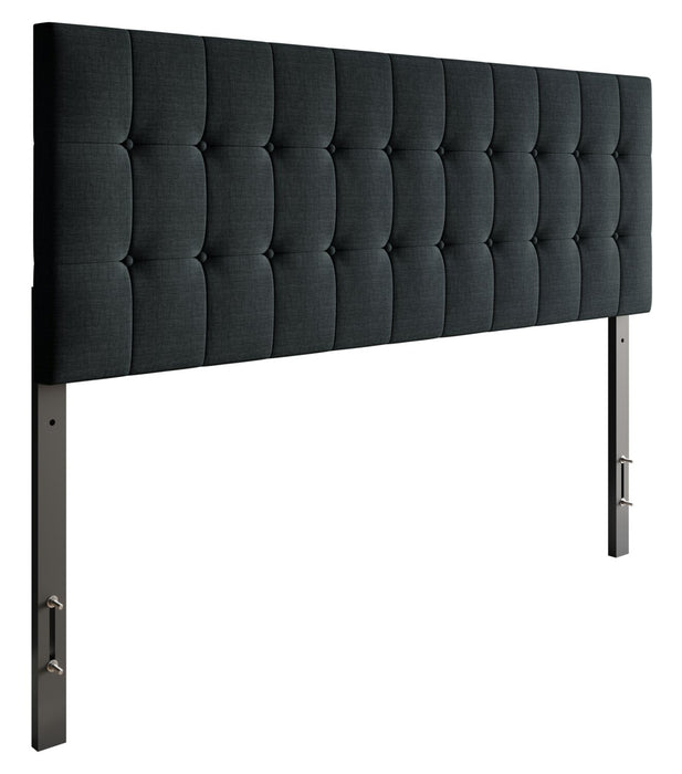 Ellis Upholstered Headboard in Charcoal Fabric, Button Tufted - Queen Size