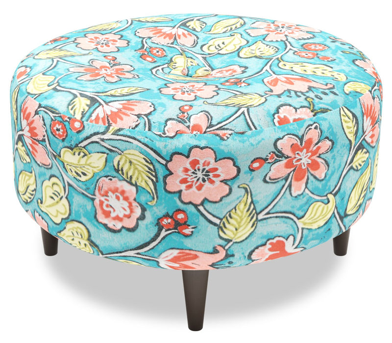 Made in Canada Customizable Sofa Lab The Curve 31\" Fabric Ottoman - Malibu Multicolour