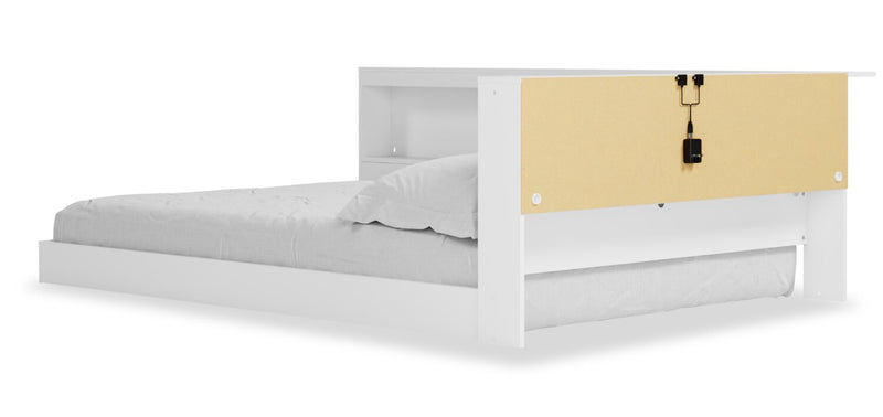 Wolf Platform Bookcase Bed for Kids, White - Full Size
