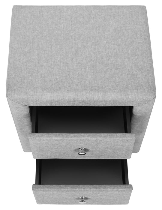 Zara Upholstered Bedside 2-Drawer Nightstand, 20.5\"W x 20.75\"H - Grey