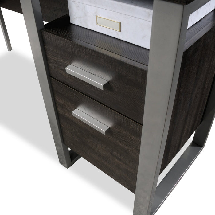 Rayna 59.84\" L-Shaped Office Desk with 2-Drawers - Blade Walnut
