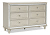 ["Tyra Bedroom 6-Drawer Dresser, 60.3\"W x 38.5\"H, Glam - Champagne"]