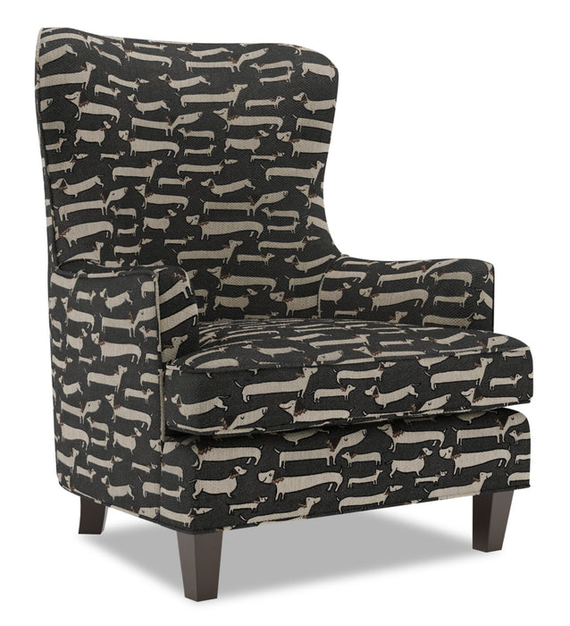 Made in Canada Sofa Lab Customizable Wingback 32\" Fabric Accent Chair - Peppercorn Multicolour