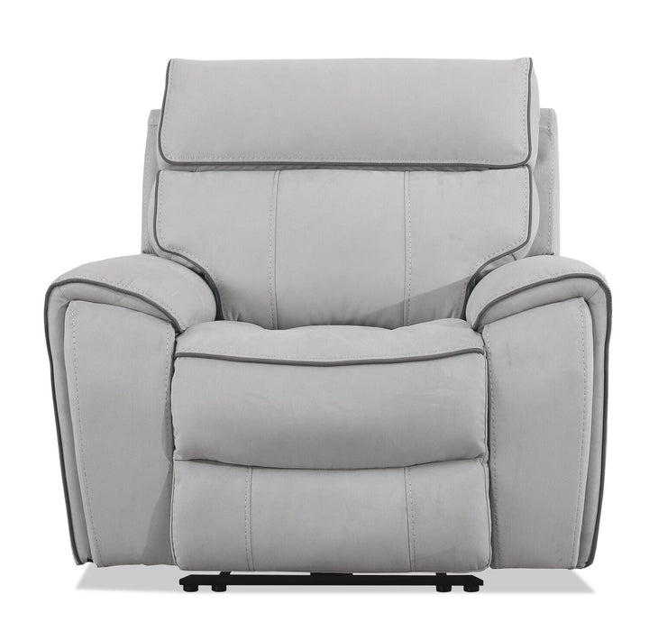 Cindy Crawford Home Newport 43\" Faux Suede Power Reclining Chair with Power Headrest - Grey