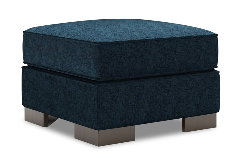 Made in Canada Customizable Sofa Lab Track 24\" Chenille Fabric Ottoman - Luxury Indigo Blue