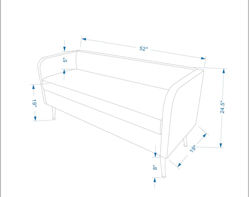 Cass 52\" Bench - Pink Velvet with Gold Legs