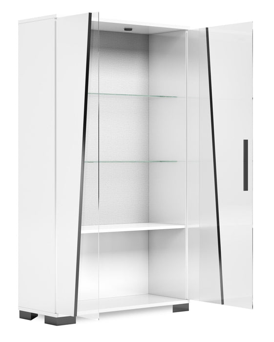 Raia Dining Curio with Storage & Glass Display Shelves - Made in Italy, Modern, 40\"W - White