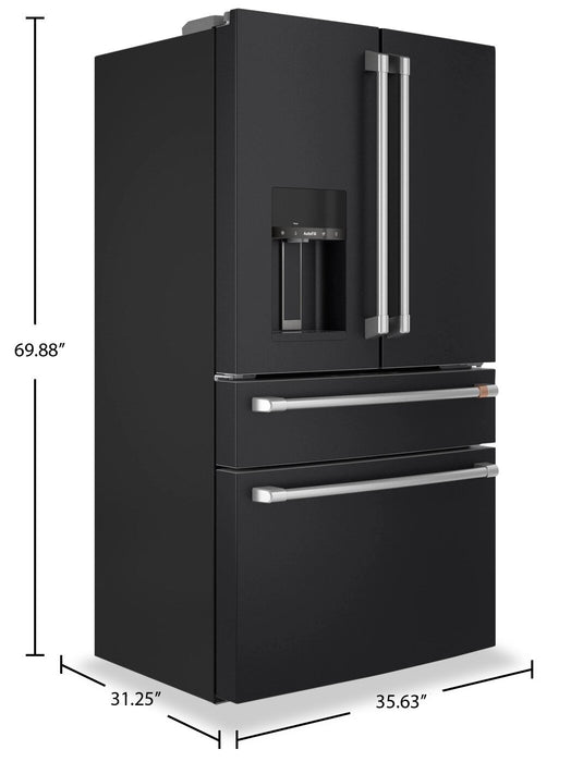Cafe 36\" 22.3 Cu. Ft. Quad Door Refrigerator - Matte Black - CXE22DP3PD1