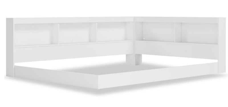 Wolf Platform Bookcase Bed for Kids, White - Full Size