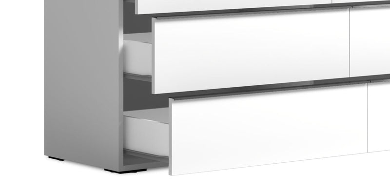 Gino 6pc Bedroom Set with Panel Bed, Dresser, Mirror & Nightstand - Made in Italy, Modern, White - Queen Size