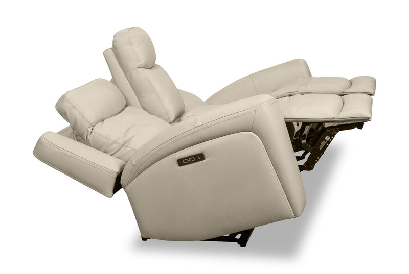 Scott Living Prescott 79\" Genuine Leather Power Reclining Loveseat with Power Headrests - Platinum Grey