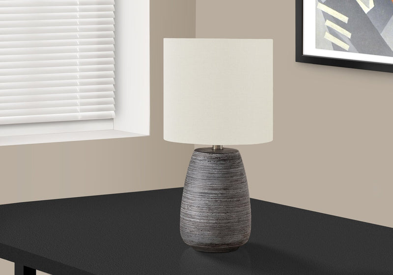19\" Grey Textured Ceramic Table Lamp