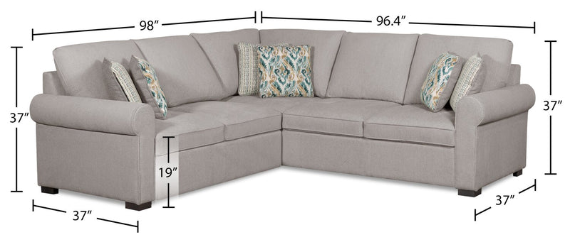 Scott Living Haven 2-Piece Left-Facing Chenille Fabric Sectional - Grey
