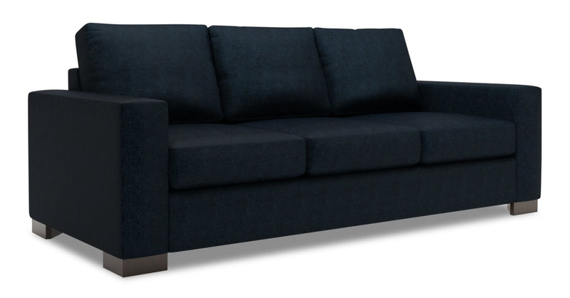 Made in Canada Customizable Sofa Lab Track 85\" Chenille Fabric Sofa with Track Arms - Luxury Indigo Blue
