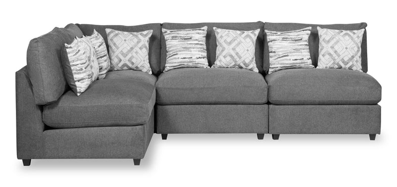 Scott Living Evolve Modular 4-Piece Linen-Look Fabric Sectional with Feather Down Cushions - Charcoal Grey