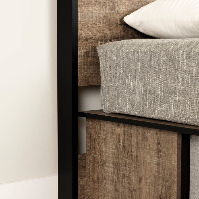 Everley Platform Bed Set with Panel Headboard, Built-in Storage & Baskets, Two-Tone - Twin Size