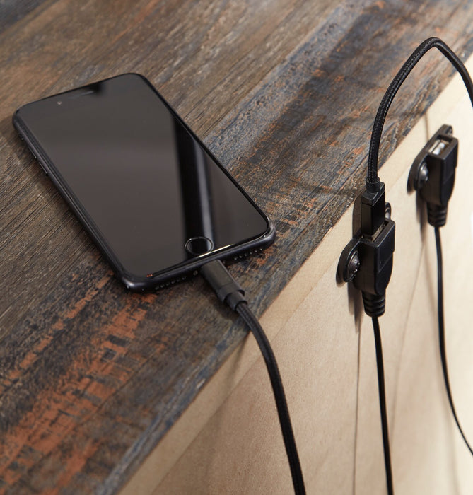 Abby Bedside 2-Drawer Nightstand with USB Port, 21.8\"W x 24.5\"H- Brown