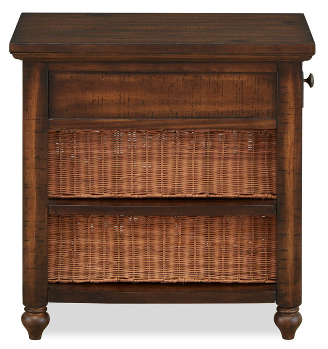 Cottage Lane 16\" Rustic Chairside Table with Storage - Dark Brown Wood