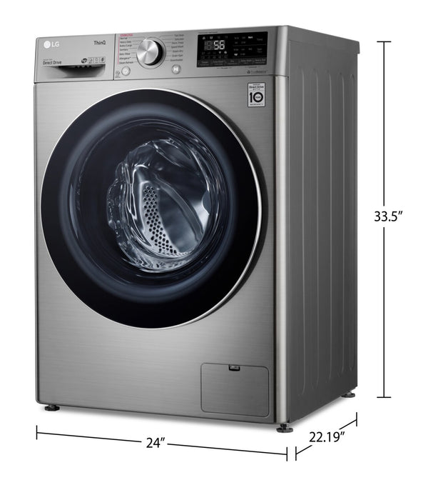 LG 2.6 Cu. Ft. Smart Front-Load High-Efficiency Steam All-in-One Laundry - Graphite Steel - WM3555HVA