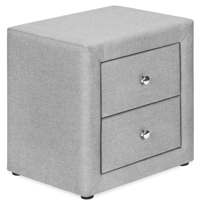 Zara Upholstered Bedside 2-Drawer Nightstand, 20.5\"W x 20.75\"H - Grey