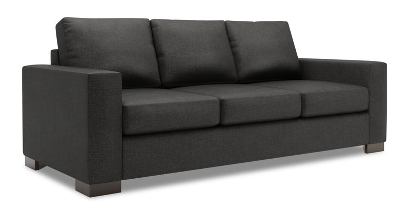 Made in Canada Customizable Sofa Lab Track 85\" Linen-Look Fabric Sofa Bed with Track Arms - Luna Kohl Grey