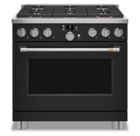 Cafe 6.2 Cu. Ft. Smart Gas Range with True European Convection and Self Clean Racks - Matte Black - …