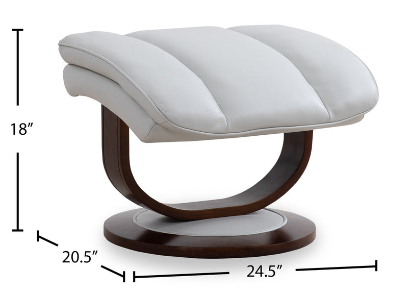 Maven 34.5\" Grey Genuine Leather Stress Free Reclining Chair with Footrest and Wood and Metal Base - Grey