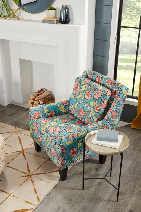 Made in Canada Sofa Lab Customizable Club 29\" Fabric Accent Chair with Wood Legs - Malibu Multicolour