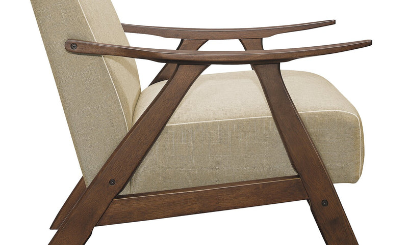 Kyra 28.5\" Linen-Look Fabric Accent Chair with Curved Arms and Wood Frame - Taupe