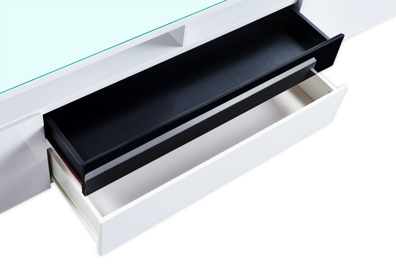 Adam 68\" Modern TV Stand with Storage and Cable Management for TVs up to 75\"- White