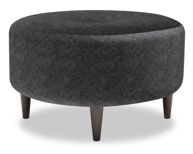 Made in Canada Customizable Sofa Lab The Curve 31\" Chenille Fabric Ottoman - Luxury Charcoal Grey