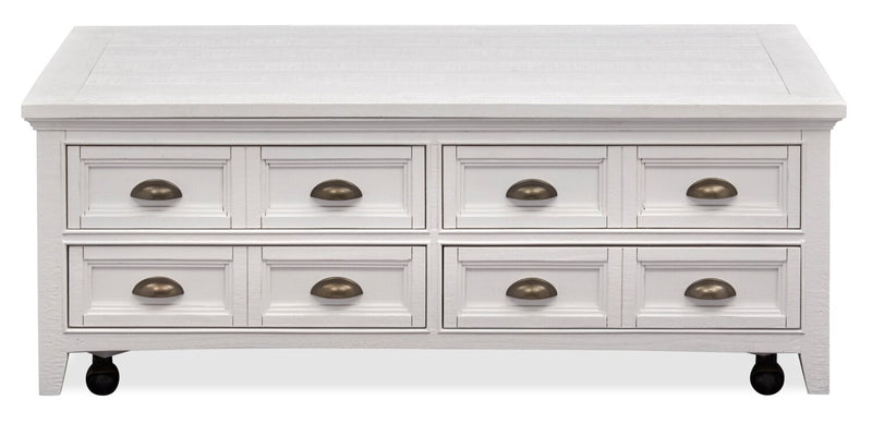 Heron Cove 50\" Traditional Lift Top Coffee Table with Storage and Casters - White Pine