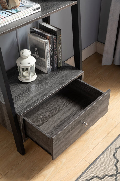 Eden 24\" Ladder Style Open Bookcase with Drawer - Grey