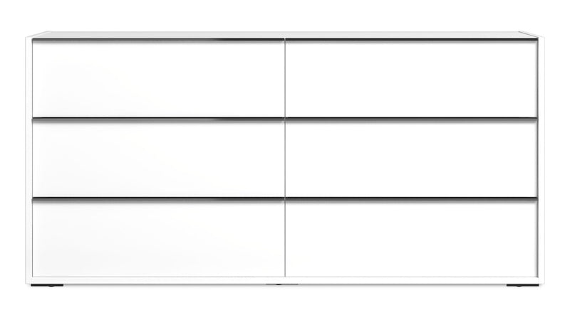 Raia Bedroom 6-Drawer Dresser - Made in Italy, 59\"W x 33\"H, Modern - White