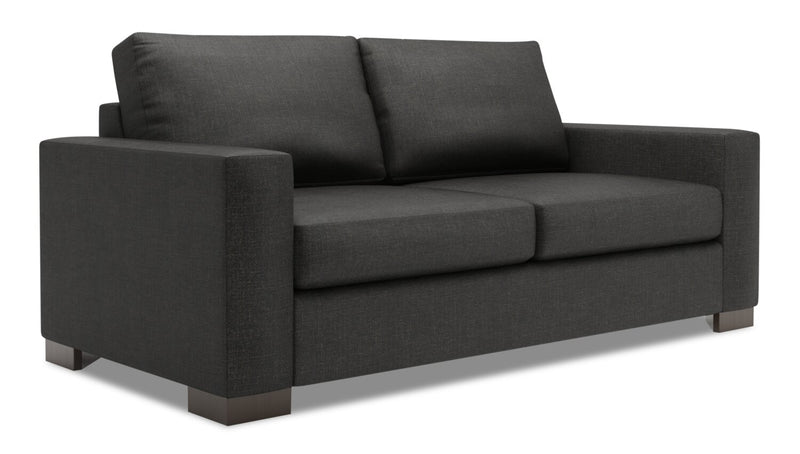 Made in Canada Customizable Sofa Lab Track 75\" Linen-Look Fabric Condo Size Sofa with Track Arms - Luna Kohl Grey