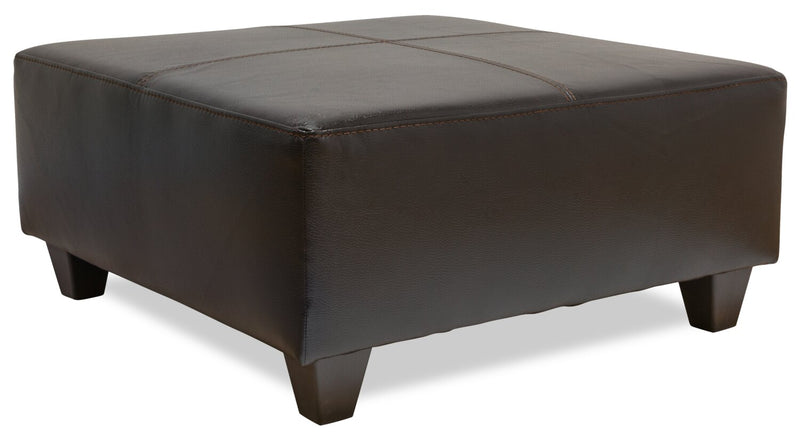 Made in Canada Addison 37\" Leather-Look Ottoman - Blackberry Black