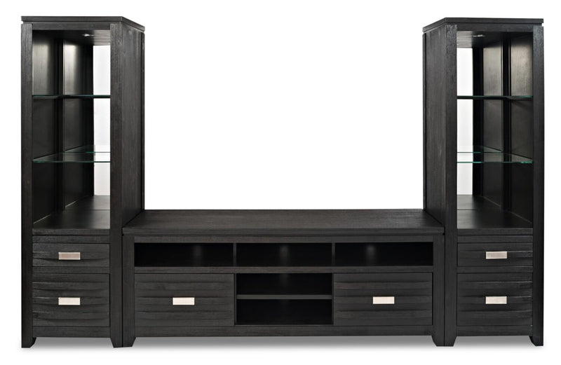 Bronx 104\" 3-Piece Wall Unit Entertainment Centre with Storage & Cable Management for TVs up to 65\"- Charcoal