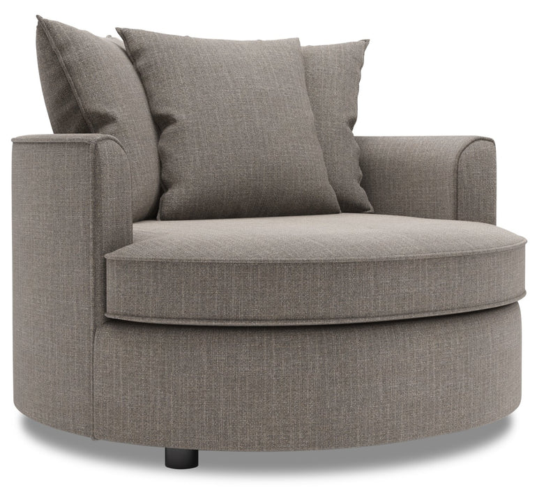 Made in Canada Sofa Lab Customizable Cuddler 48\" Linen-Look Fabric Accent Chair - Luna Smoke Grey