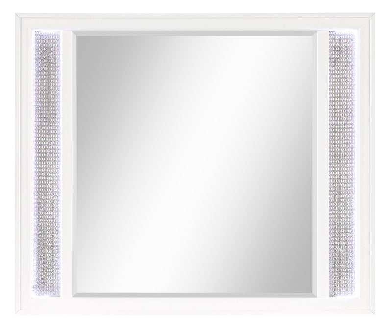Ava Bedroom Dresser Mirror with LED Light, Glam - White