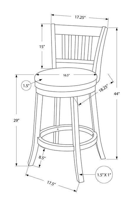 Rory Barstool with Swivel Seat, Vegan Leather Fabric - Brown