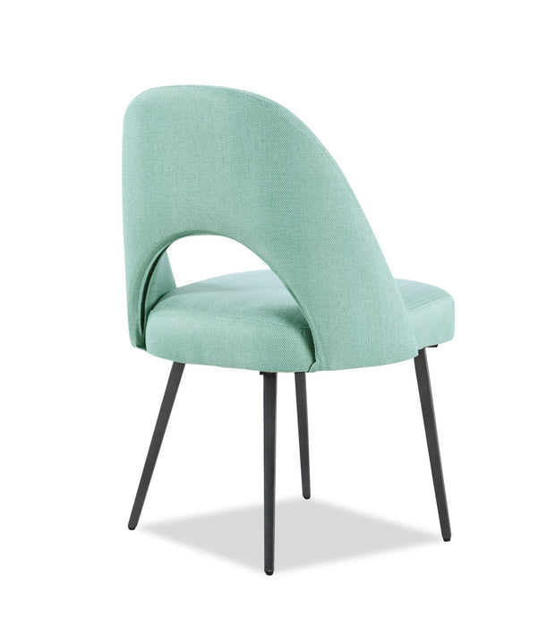 Elijah Dining Chair with Linen-Look Fabric, Metal - Aqua