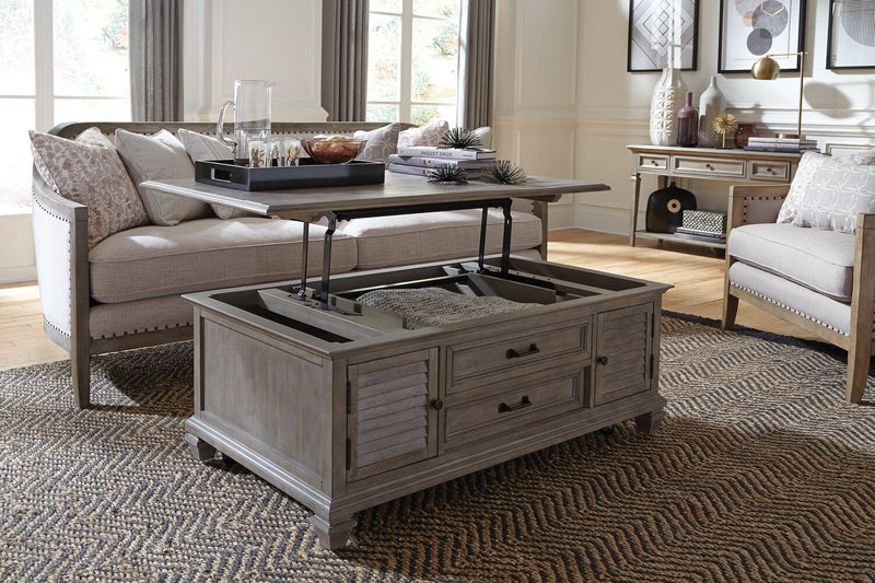 Lancaster 50\" Traditional Lift Top Coffee Table with Storage and Casters - Grey and Bronze Pine