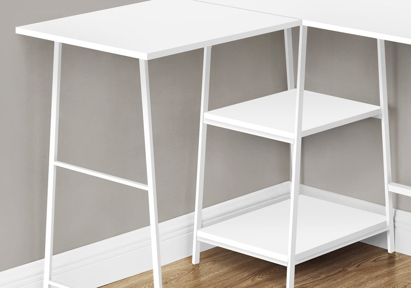 Evlin 42\" L-Shaped Office Desk with Shelves - White