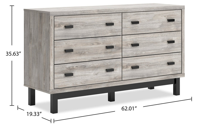 Zen Bedroom 6-Drawer Dresser, 62\"W x 35.6\"H - Grey
