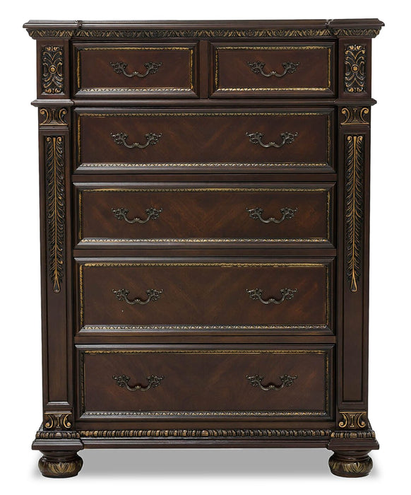 Wynn Bedroom Chest of Drawers, 5-Drawer, 42\"W x 54.5\"H - Cherry Brown