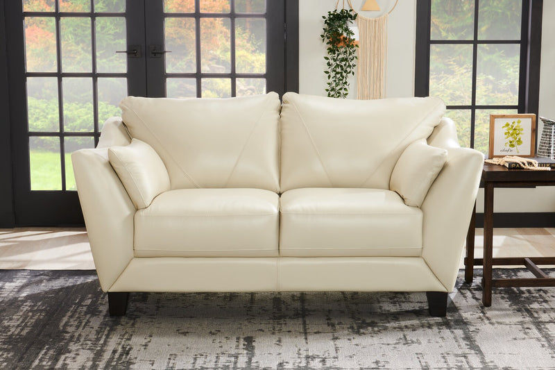 Chateau d'Ax Lusso 69\" 100% Genuine Leather Loveseat with Wood Legs - Smoke Grey