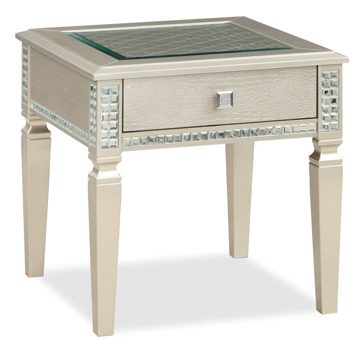 Tyra 24\" Glam End Table with Storage - Champagne  