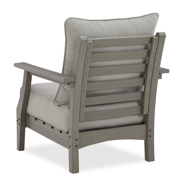 Cape Outdoor Patio Set of 2 Chairs - High Density Plastic & Nuvella Fabric , UV & Weather Resistant - Grey