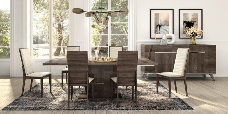 Gino 5pc Dining Set with Table & 4 Chairs - Made in Italy, 63-86\"W Extension, Modern - Brown