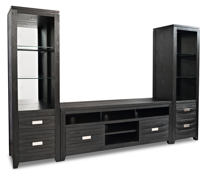 Bronx 104\" 3-Piece Wall Unit Entertainment Centre with Storage & Cable Management for TVs up to 65\"- Charcoal